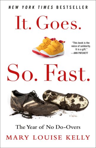 Cover of it goes so fast. Has baby shoes and cleats.