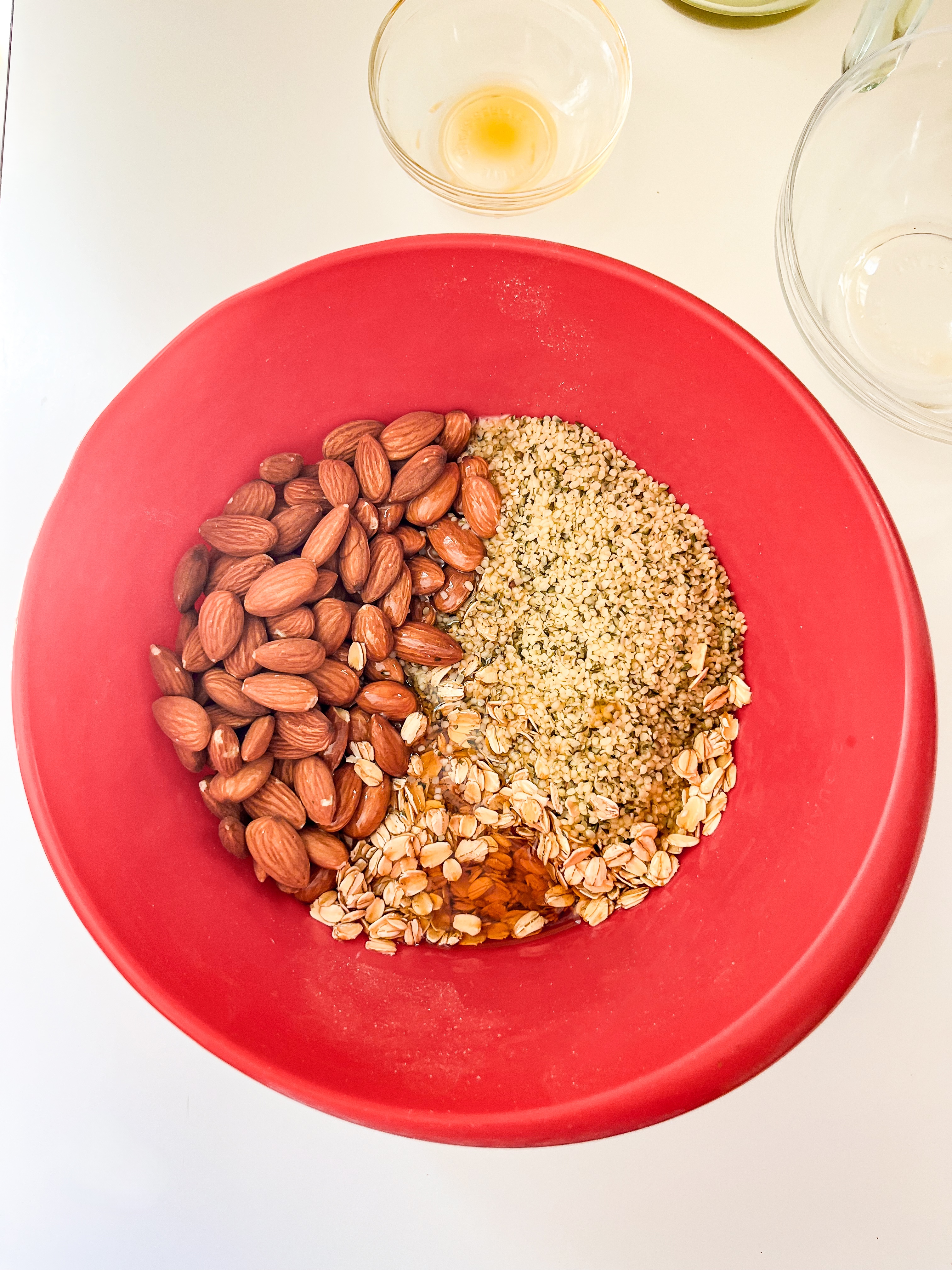 Almond Vanilla Granola Ingredients in one bowl