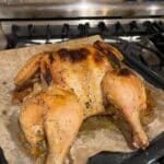 Spatchcocked Roasted Chicken on Stove