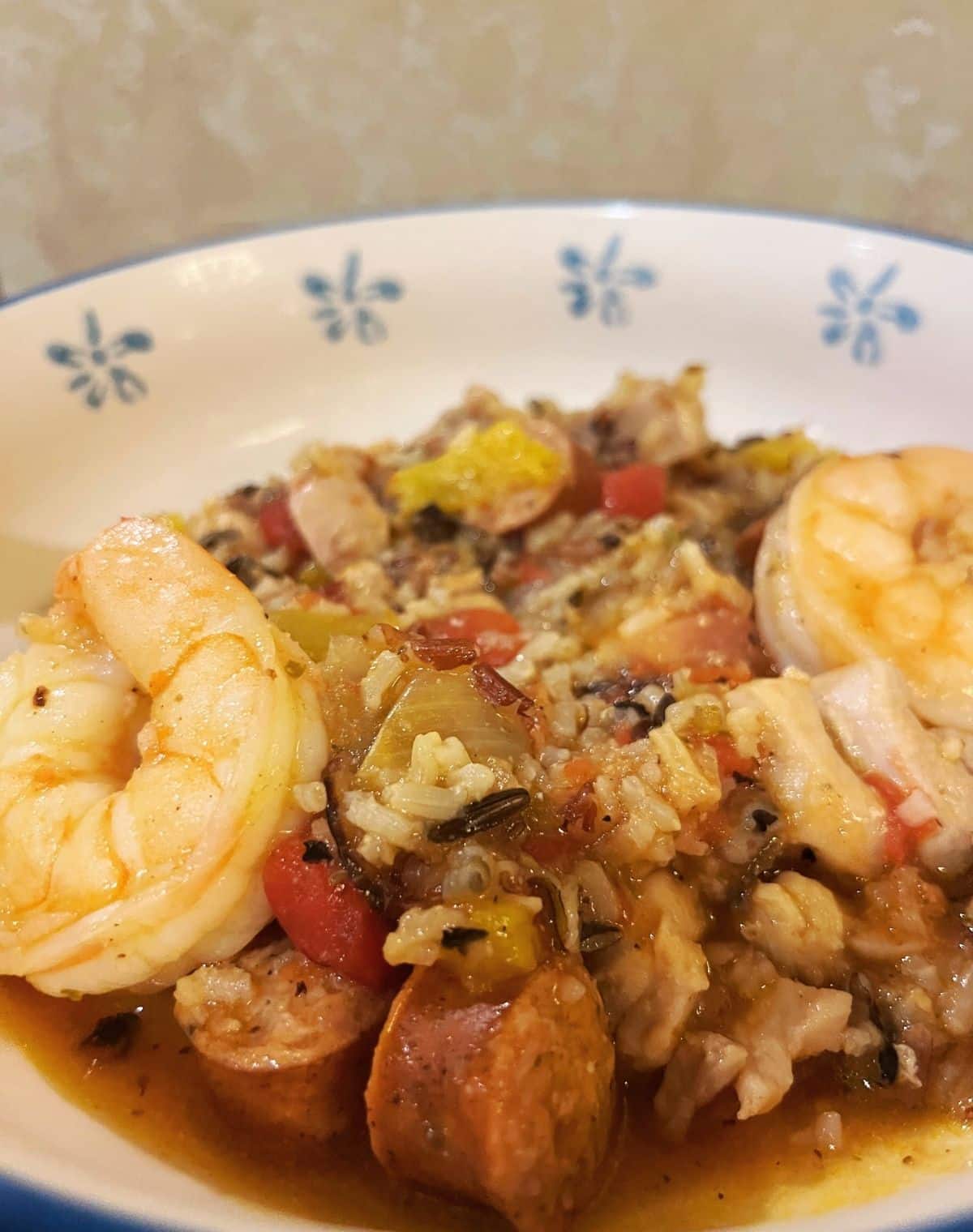 Instant Pot Chicken and Sausage Jambalaya on a plate