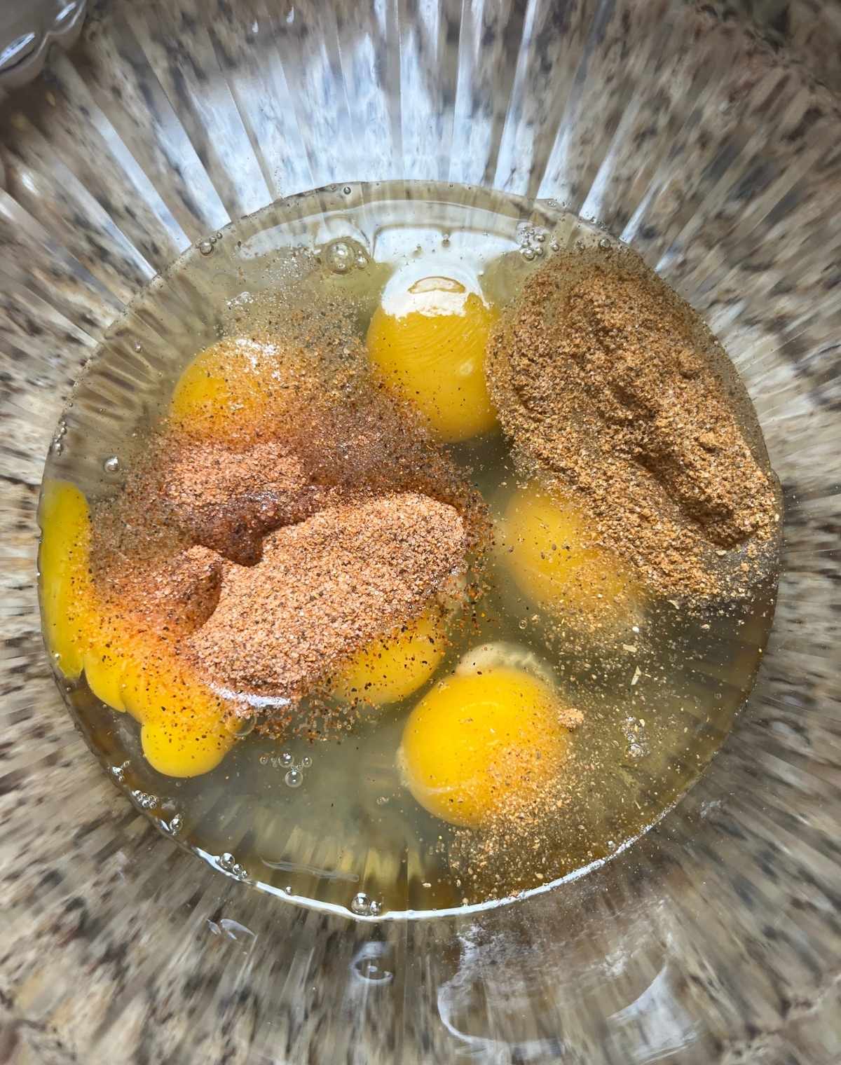 Eggs and seasonings unmixed