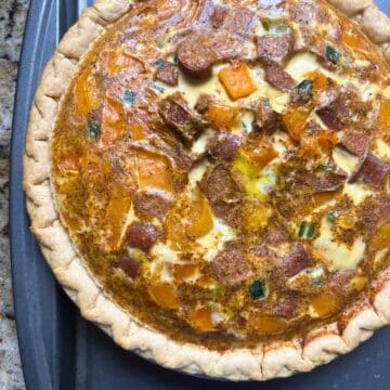 Quiche on an aluminum pan